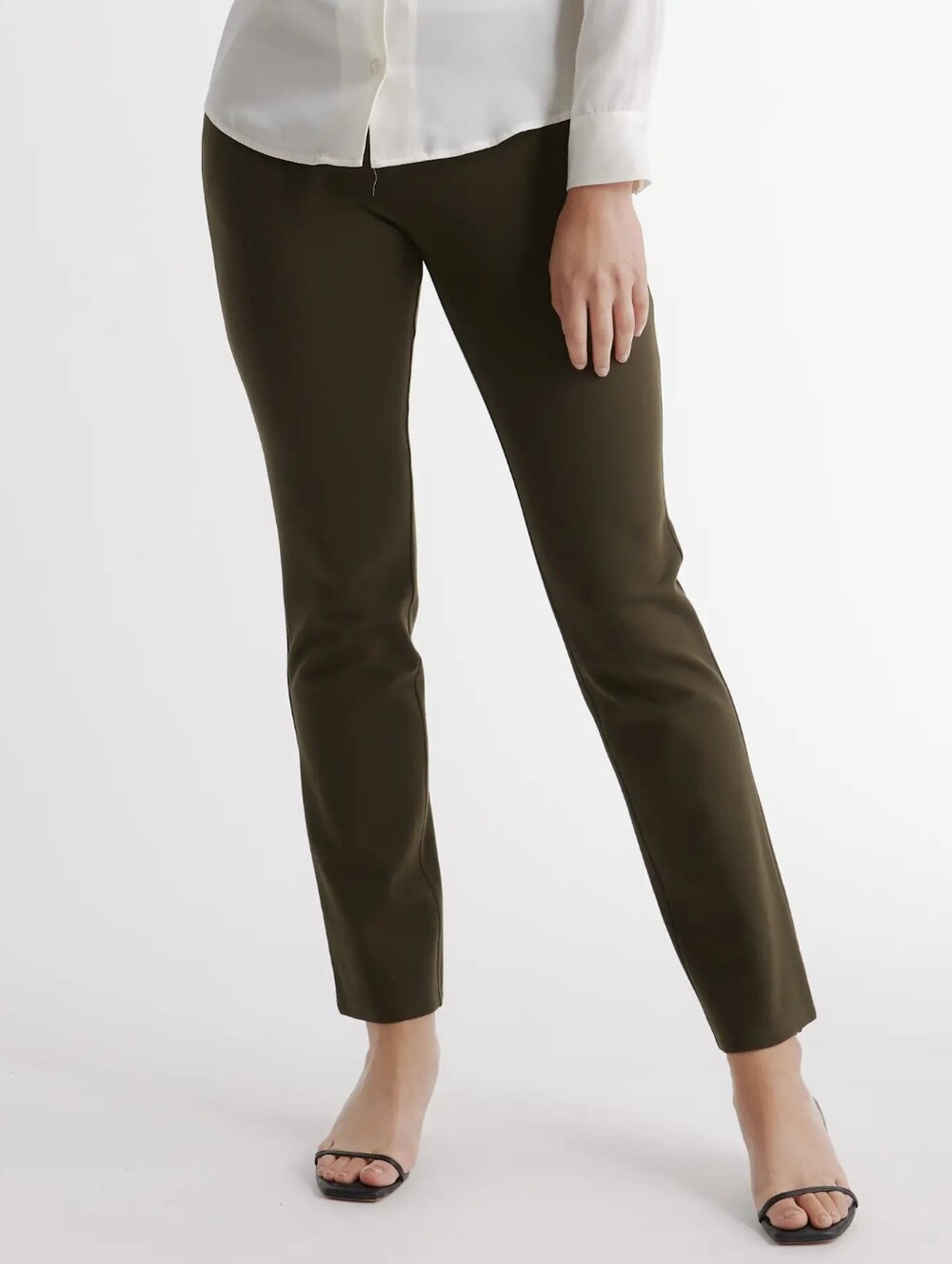 Quince Women's Ultra-Stretch Ponte Straight Leg Pants Size L Office Quiet Luxury